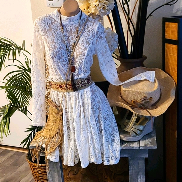 TODAY FREE PEOPLE SHEER LACE MIDI SP DRESS - Picture 1 of 17